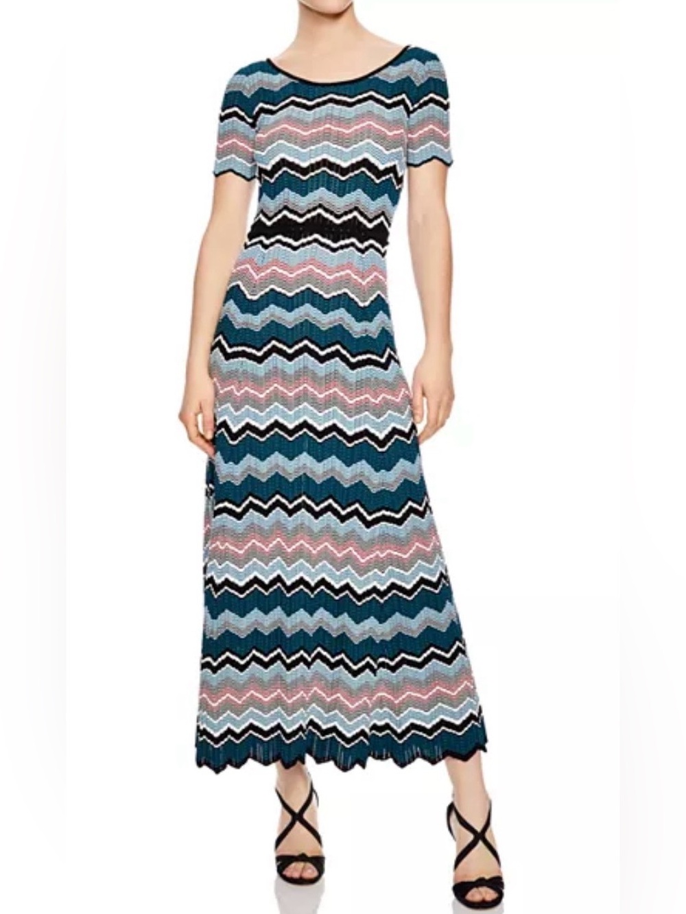 SANDRO Rone Geo Stripe Chevron Knit Maxi Dress